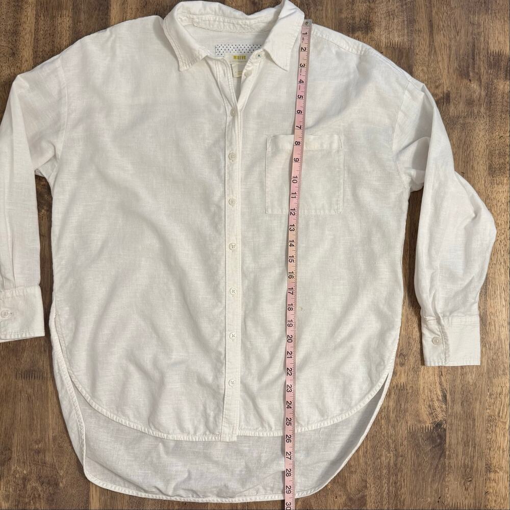 Maeve Bennet Linen Cotton Button Down Anthropologie Resort White Women's XSmall - Picture 5 of 9